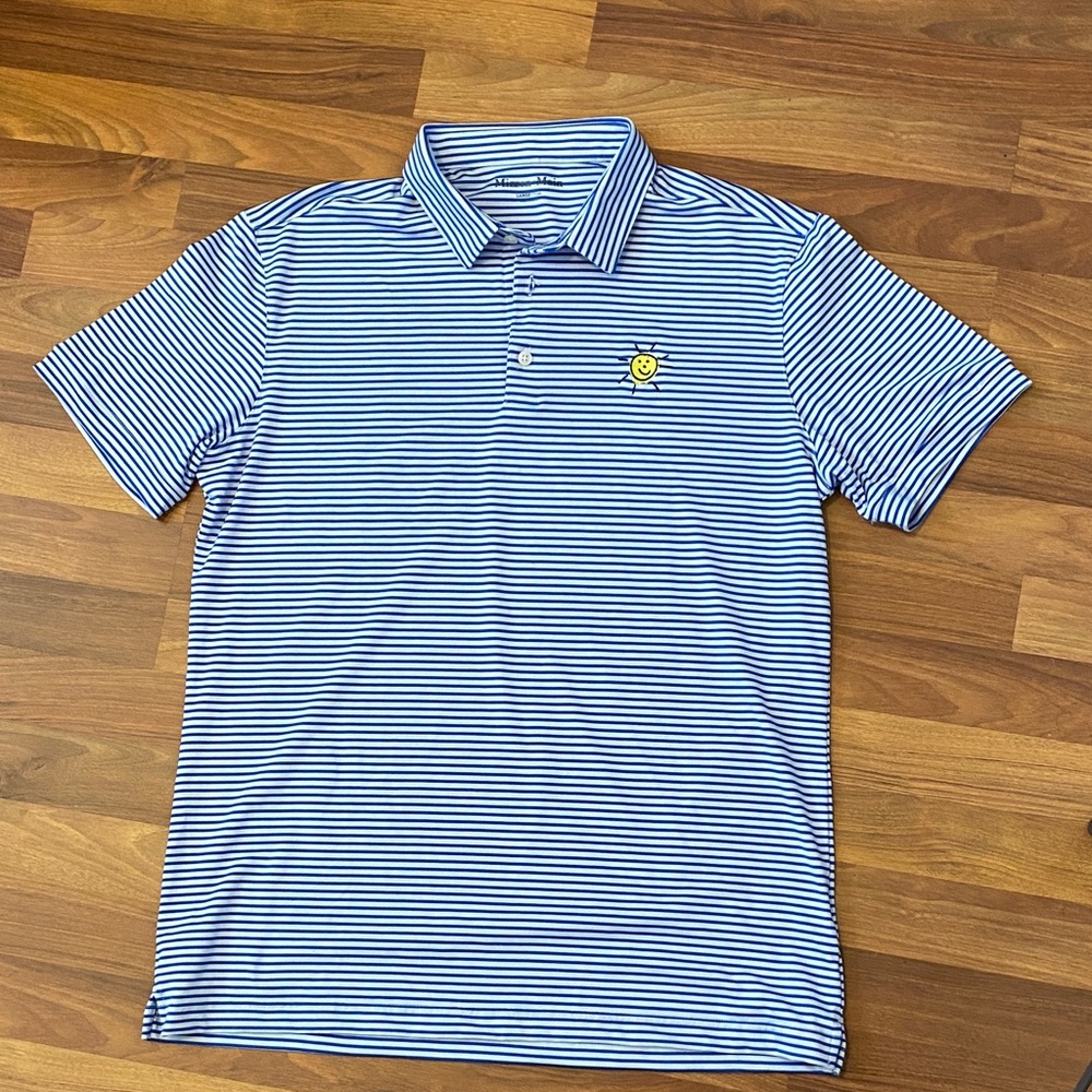 Mizzen+Main.  Blue Striped Polo Shirt
